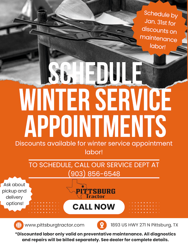 Winter Service Appointment – Discounts available on labor!