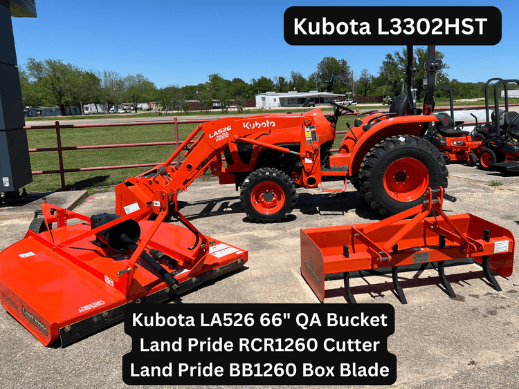 L3302 TRACTOR PACKAGE WITH LOADER, CUTTER AND BOX BLADE!