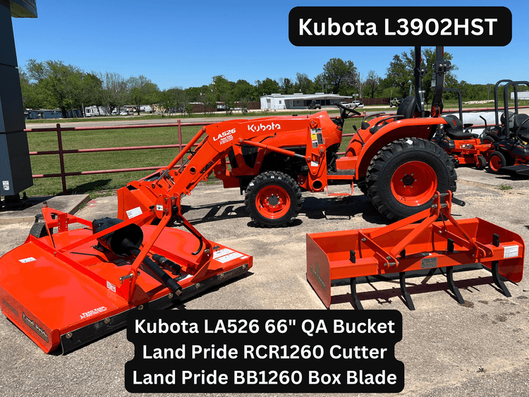 L3902 TRACTOR PACKAGE WITH LOADER, CUTTER AND BOX BLADE!