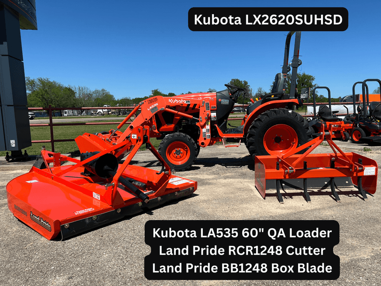 LX2620SUHSD TRACTOR PACKAGE WITH LOADER, CUTTER AND BOX BLADE!